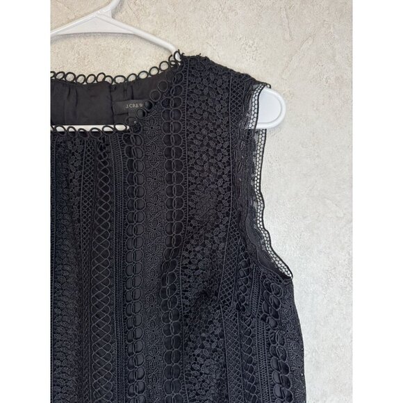 J Crew Black Mixed Lace Blouse Top Sleeveless Casual Office Minimalist Sz 8 - Picture 7 of 10